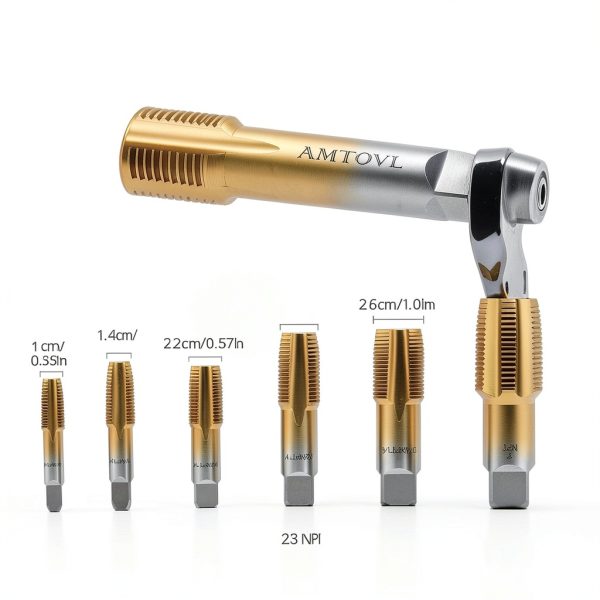 NPT Pipe Tap Set AMTOVL 6‑Piece Titanium‑Coated GCr15 Steel-1