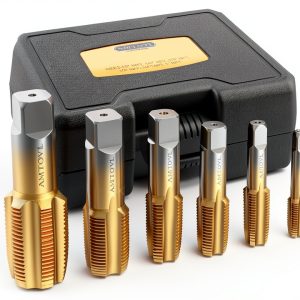 NPT Pipe Tap Set AMTOVL 6‑Piece Titanium‑Coated GCr15 Steel-0