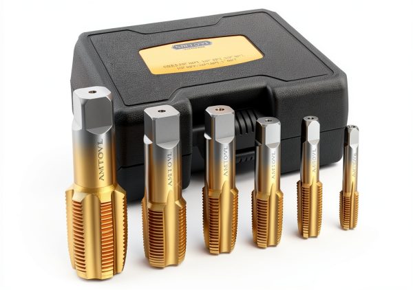 NPT Pipe Tap Set AMTOVL 6‑Piece Titanium‑Coated GCr15 Steel-0